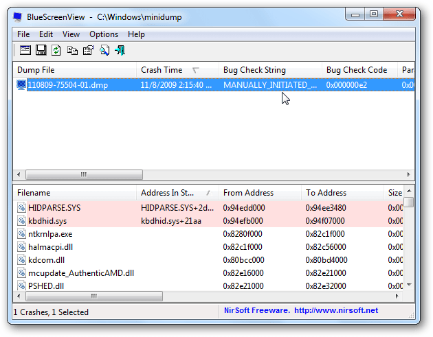 Bluescreenview Information