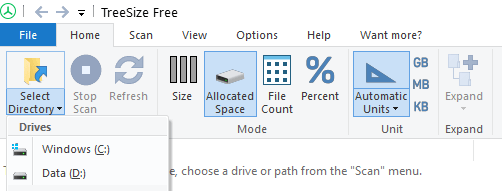 TreeSizeSelectDirectoryToScan